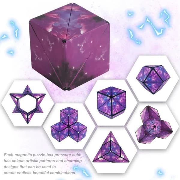 Magnetic Magic Cube, Transformable Infinity Cube Galaxy, 3D Infinity Magnetic Cube, Transforming Cube Anti-Stress Toy