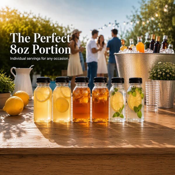 25-pack 8 oz plastjuiceflaskor med lock, läckagesäkra - 8oz 8oz