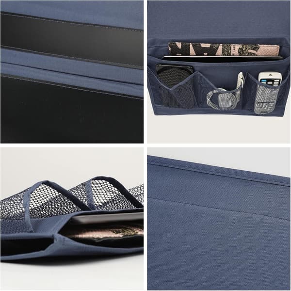 Bedside Caddy with 4 Pockets - Storage Holder for TV Remote, Phone, Glasses, and Magazines - Space-Saving Hanging Design for