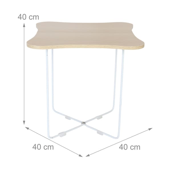 Skandinavisk sidebord, lyst tre og hvit metall