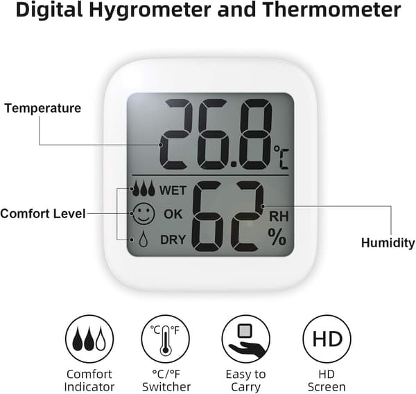 Digitalt hygrometer indendørs termometer rumtermometer og fugtighedsmåler