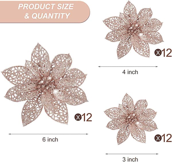 36 stk 36 stk Glitter Julestjerner Kunstige Glitter