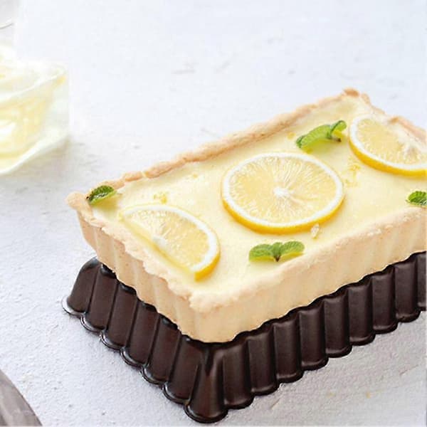 8-pack Non-stick Quiche and Tart Pans Rectangular with Removable Bottom, Fluted Tart Pan Compatible with Fruit Pie Cake
