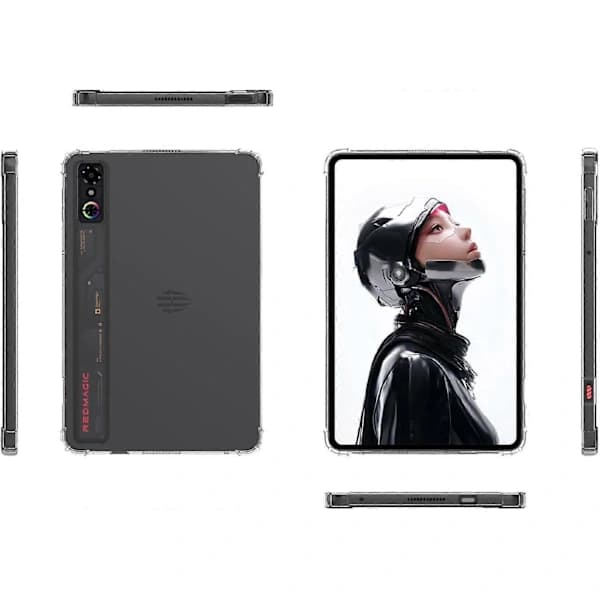 【PP】Cover til RedMagic Astra Gaming Tablet, Blød TPU-bagside, Gennemsigtig Rød