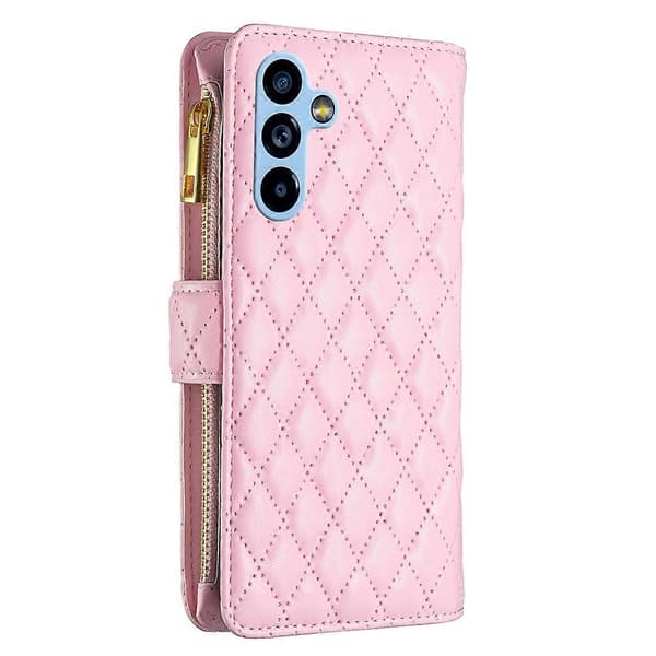 Diamantgitter Lynlås Læderpung Etui til Samsung Galaxy A54 5G (Pink)