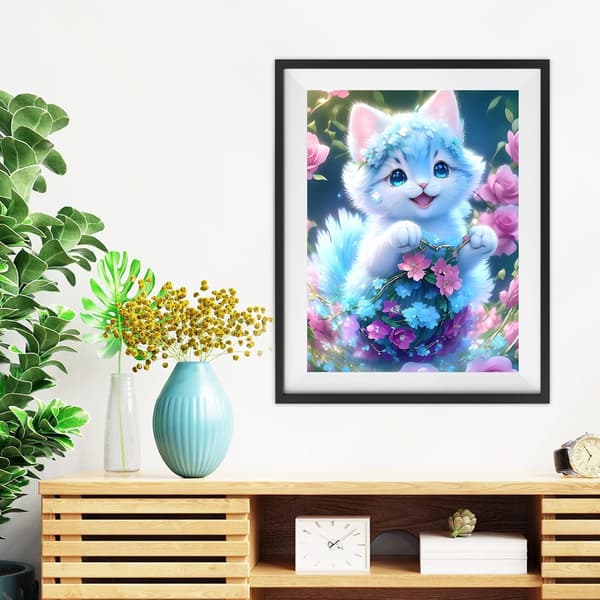 Hot Selling Kat og Blomst 5D DIY Diamantmaleri Kunst og Håndværk