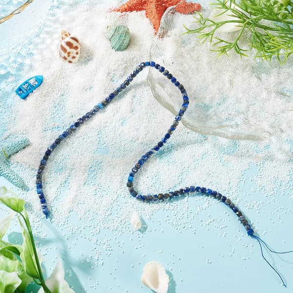 1 streng naturlige terning Lapis Lazuli perler 4mm stenperle | Blå Blue 3