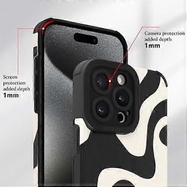iPhone 15 Pro Max Case, Cute Zebra Wave Pattern Design Case for Women Girls Soft TPU Bumper Anti-Scratch Shockproof Full Camera Protection Case