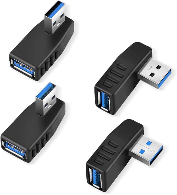 Sort 4-pak USB 3.0 til USB 3.0-adapter 90 graders vinklet han til hun