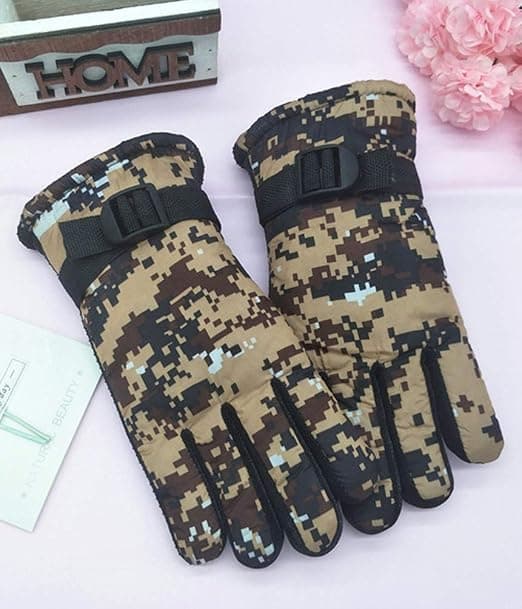 Vandtætte camouflage-vinterhandsker til børn, varme skihandsker til udendørs brug, khaki