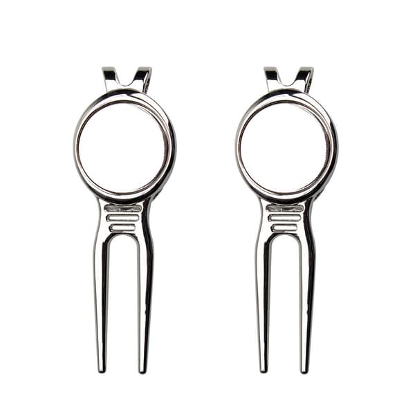 Golf Divot Tool Two-Pack: Aluminum Alloy Green Repair Tool