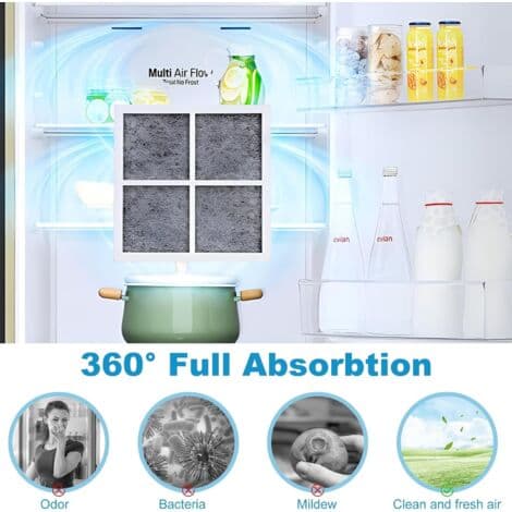 LG Pure n Fresh køleskabs-luftfilter, 3-pak erstatningsfilter til frisk luft, til LG LT120F køleskab/luftrenser