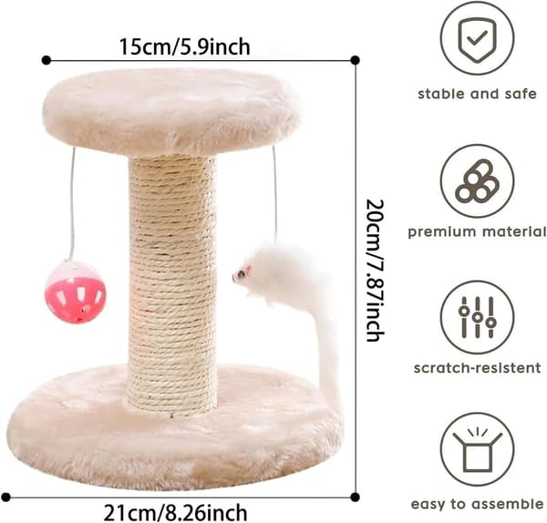 Kradsetræ til katte, kradsetræ med plysplatform, kradsetræ, kradsetræ til katte Beige Beige