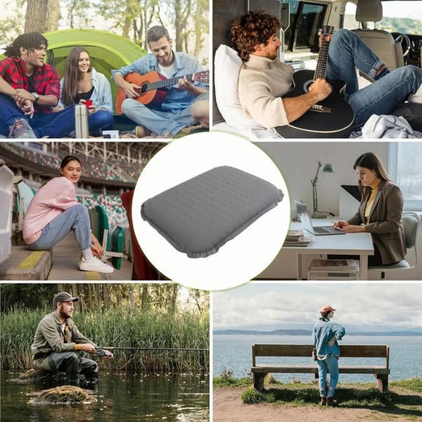 Inflatable camping mat, 5 cm thick, lightweight beach mat, suitable for camping, arenas and bleachers, grey.
