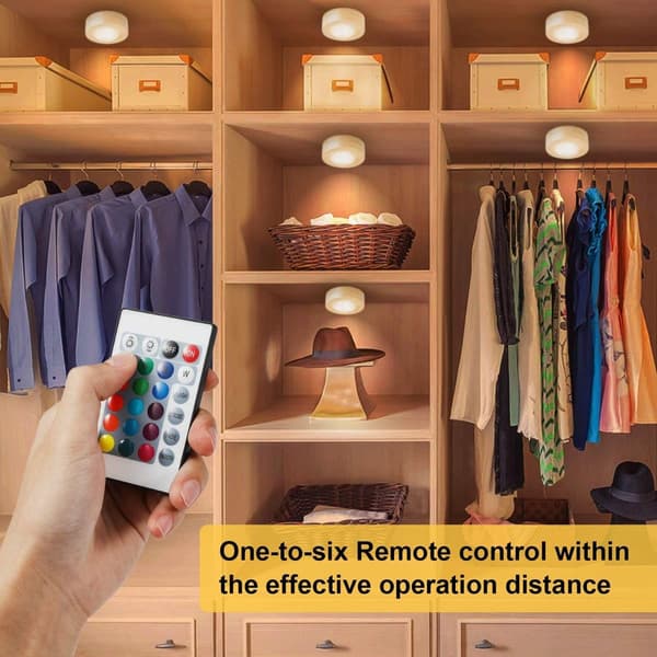 Cabinet Lighting, Warm White, 4000K, Self-Adhesive LED Spotlight, Battery Operated, with Remote Control