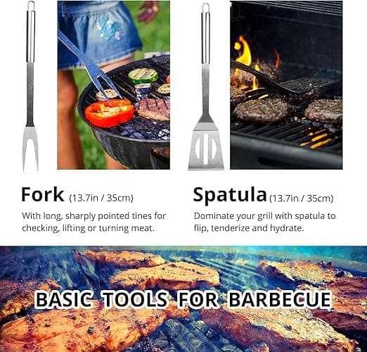 (9 STK.) Professionelt grill-sæt i rustfrit stål med taske