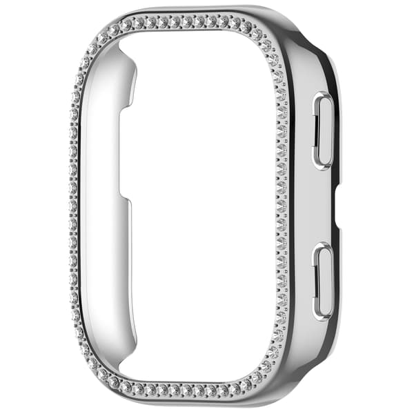 Protective Silver PC Frame Compatible with Amazfit Bip6 (A2435) with Single Row of Crystals Silver Silver Silver