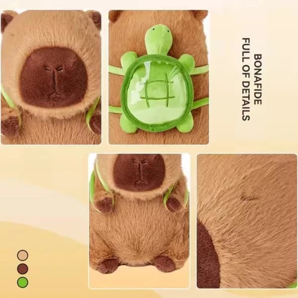 (pow yeah!) Capybara Plush Toy 25 cm Capybara Wearing Turtle Realistic Soft Capybara Toy Soft Plush Capybara Plush 25 cm