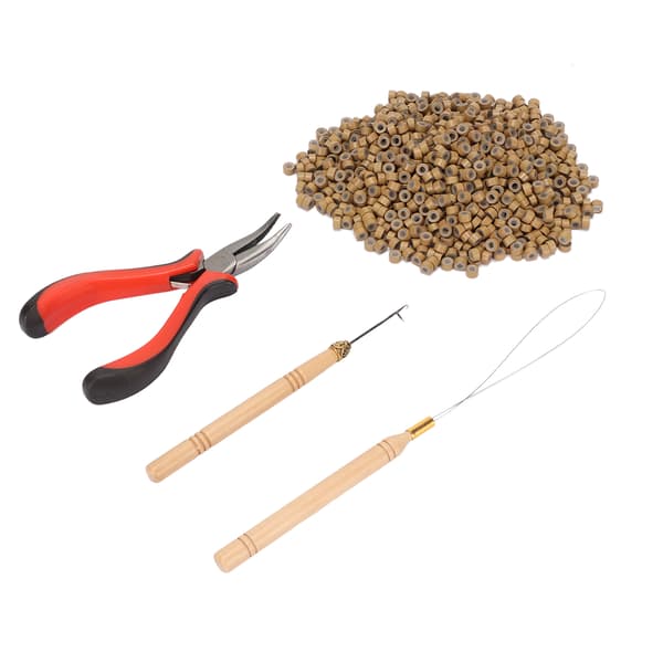 Micro Silicone Hair Extension Beads 1000pcs with Crochet Hook and Plier Tool Kit
