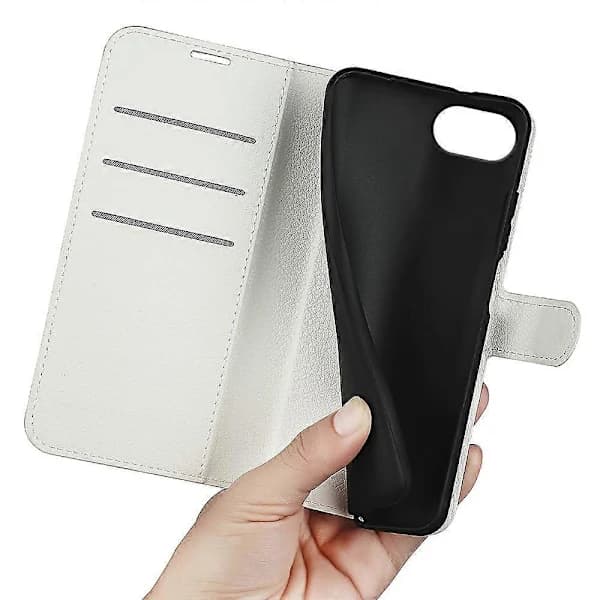 Til iPhone 16e Cover Litchi Tekstur Stødsikkert Læder Pung Etui - Hvid