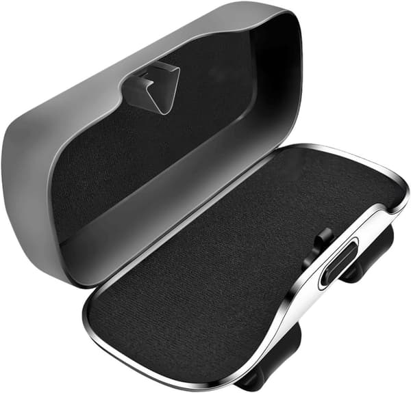 Car Glasses Holder, Visor Clip, ABS Hard Shell, Scratch-Resistant Lining, for Sedans and SUVs, Grey, 18.5 x 6.5 x 8.1 cm