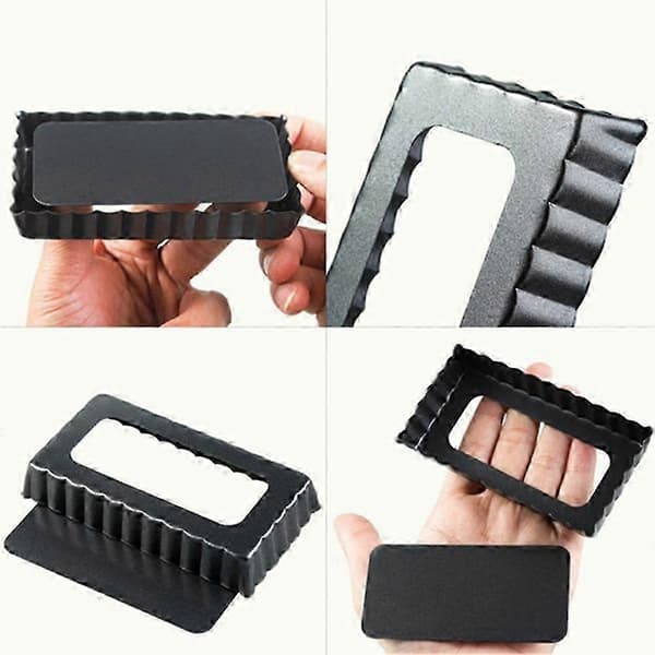 8-pack Non-stick Quiche and Tart Pans Rectangular with Removable Bottom, Fluted Tart Pan Compatible with Fruit Pie Cake