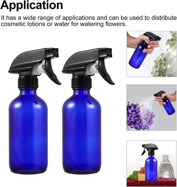 2 kpl 230 ml lasinen suihkepullo kosmeettisille voiteille ja puutarhanhoitoon