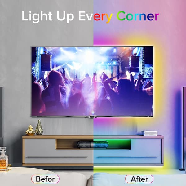 10MRGB LED-stripe, fleksibel, fjernkontroll, synkronisert med mu