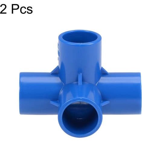 Sæt med 2 højkvalitets PVC 4-vejs albuefittings til møbler, 20 mm, blå