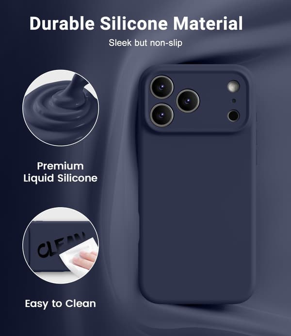 Ultratynt MagSafe-deksel til iPhone 17 Pro Max | Flytende silikon | Midnattsblå bleu nuit iPhone 17 Pro Max