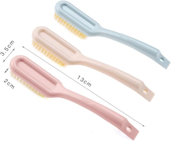 Blue shoe brush with soft bristles and long handle for cleaning C