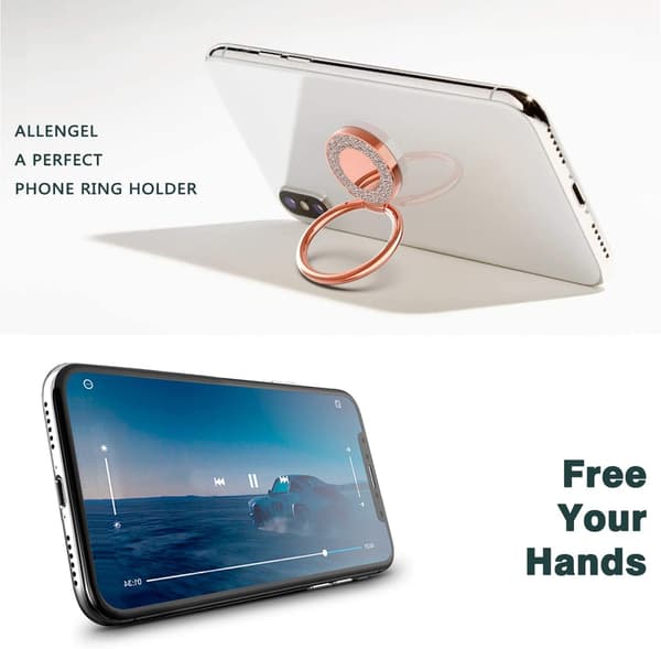 Telefonringholder Grebsstativ, Kompatibel med Alle Smartphones/Covers (Rosaguld)[JUN]