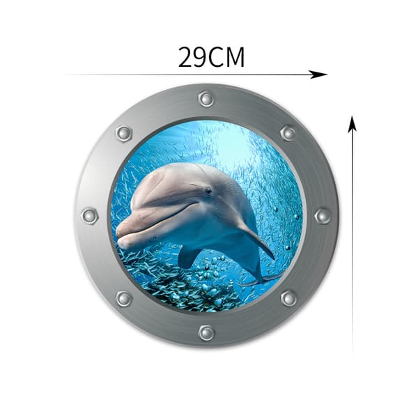 Ocean World Wall Stickers 3D Dolphin Sea Life Wall Decals Window