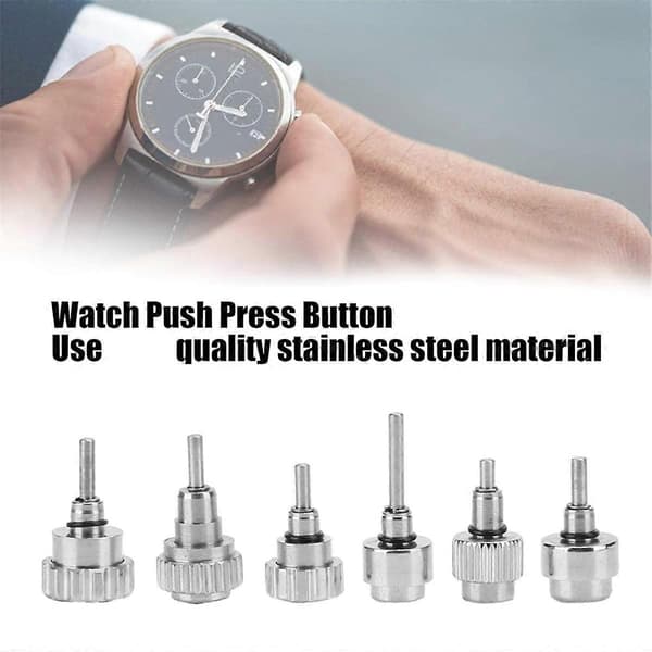 Stainless Steel Watch Push Button, 12 Compartments/Box, Watch Repair Tool Accessory, Replacement Kit W