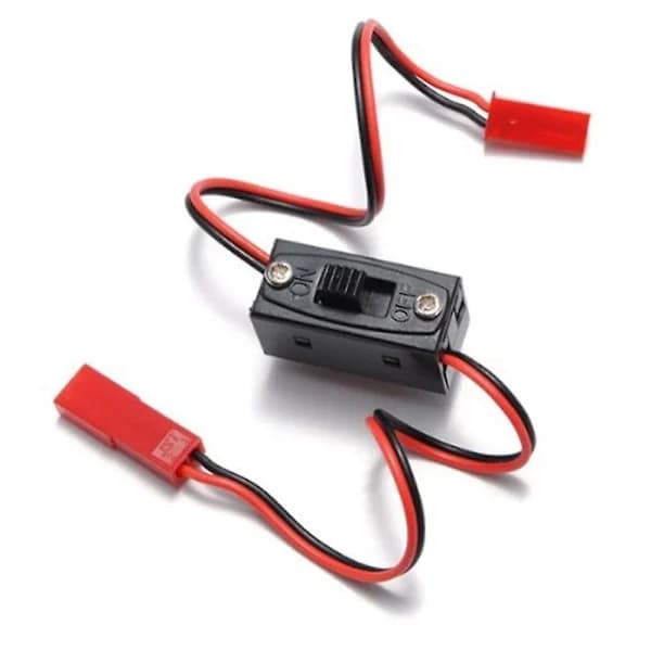2 Pieces On/Off Switch Receiver Jst Connector For Rc 1/10 1/8 Car Crawler Off-Road Vehicle Multi Black