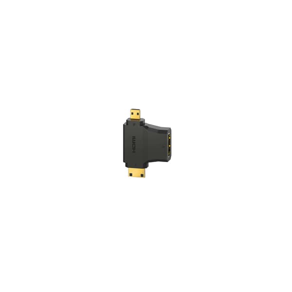 Adapter HDMI - HDMI Mini og HDMI Micro Gull Svart