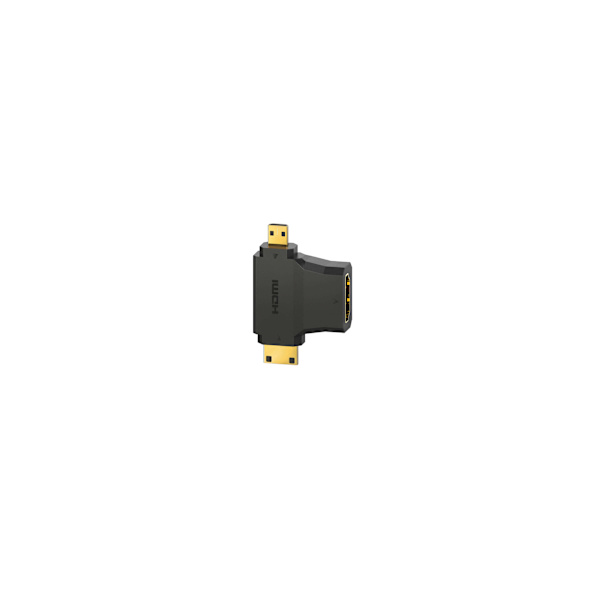 Sovitin HDMI - HDMI Mini ja HDMI Micro Kulta Musta