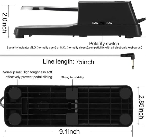 Universal Sustain Pedal til Klaver Midi Elektronisk Keyboard 0,25\"