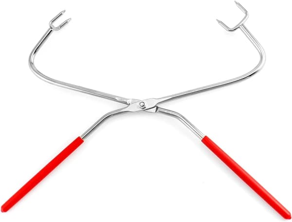 Ceramic Dipping Tongs 2-pack, Stainless Steel Glazing Tool for Clay Modeling and Sculpture, Red Handle