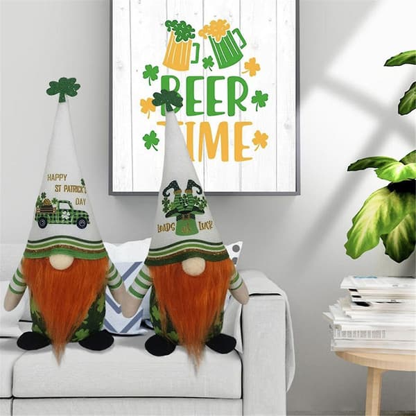 Tomtedukker til St. Patricks Dag, Grøn Ansigtsløs Dukke, Dekoration til Hjemmet - A