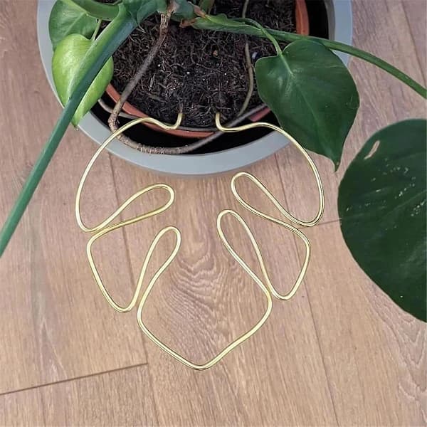 (Pow yeah!) Monstera-shaped Plant Support Reusable Sturdy Alloy Plant Stem Support Holder Plant Preservation Support Herbs Vegetables B