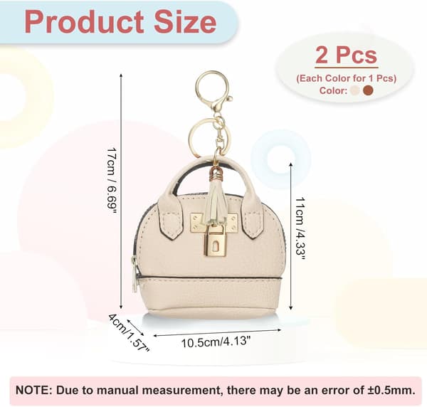 2 st Mini Tote Bag Nyckelring 2 st Vit Brun White/Brown