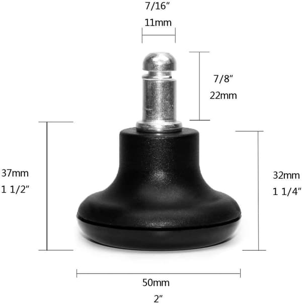 Bell Glides Replacement Office Chair or Stool Swivel Casters to Fixed Stationary Glides, Low Profile Bell Glides with Soft Rubber Bottom