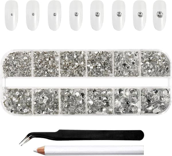 2000 stycken platta glasrunda kristallstenar i strass