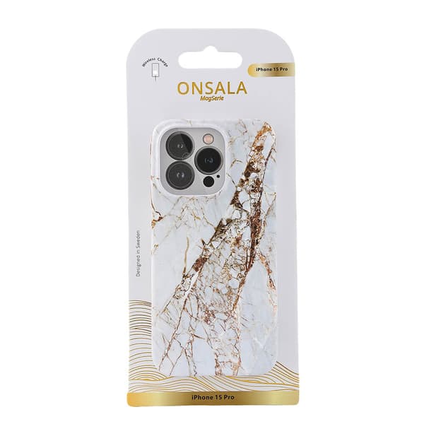 Mobilskal MagSeries White Rhino Marble - iPhone 15 Pro Vit