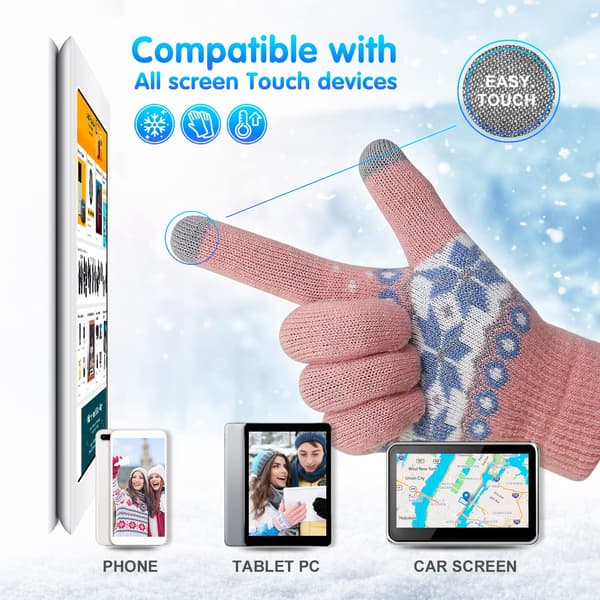 Vinter Touchscreen-handsker Varme termiske bløde foringer Elastisk manchet til kvinder Pink Pink