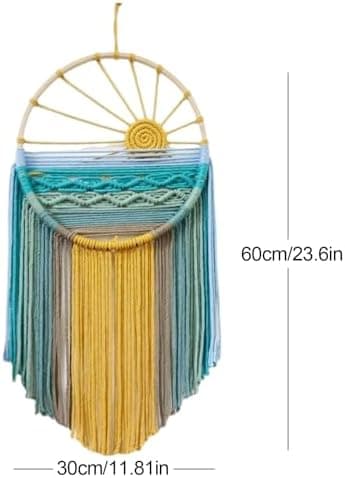 30x60cm Auringonlasku Makramee Seinävaate, Gobeliini Unisieppari Seinätaide Makramee Aurinkoseinä Koriste Käsintehty Kudottu Boho Gobeliini