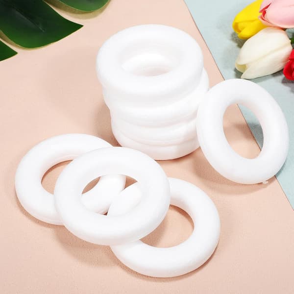 30 stk. mini skumringe kransformer til håndværk, 7,3 x 1,5 cm blomsterskum kranscirkler