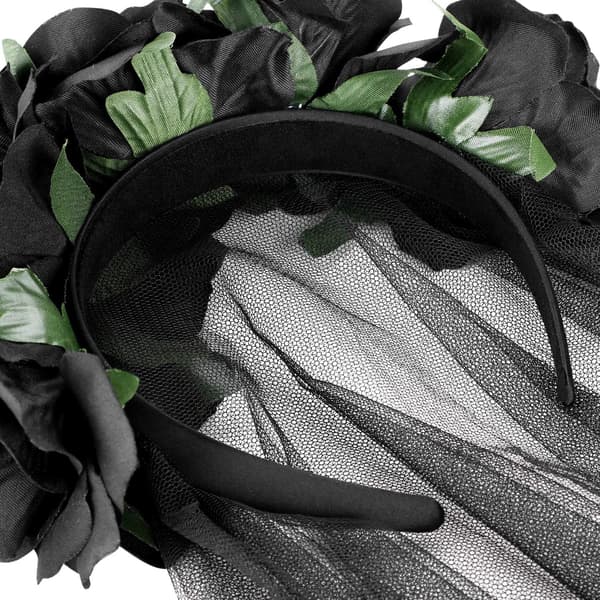 Svart blomsterkrone diadem gotisk brudslør Halloween tiara Hodeplagg