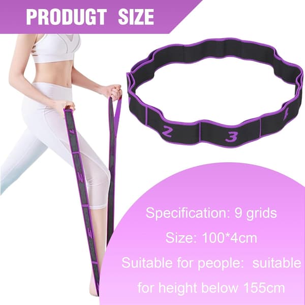 Yoga Elastiskt Band med 9 Öglor, Stretchmotståndsband, Elastisk Träningsrem för Yoga Pilates_tfrf